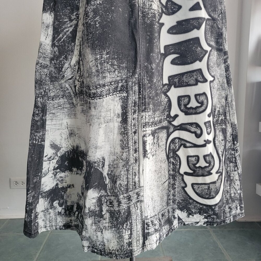NWT -Y2K Denim Vintage Grunge Tattered Streetwear Skirt (Size 8/10) - Picture 12 of 13